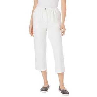 Woman Within Plus Size 7-Day Elastic-Waist Pull-On Cotton Denim Capri Jeans