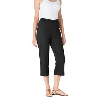 Woman Within Plus Size Fineline Stretch Denim Pull-On Capri Jeans