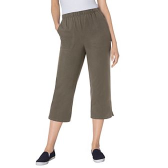 Woman Within Plus Size Fineline Stretch Denim Pull-On Capri Jeans