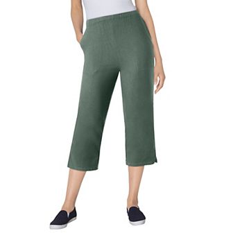 Woman Within Plus Size Fineline Stretch Denim Pull-On Capri Jeans