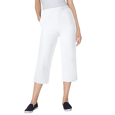 Woman Within Plus Size Fineline Stretch Denim Pull-On Capri Jeans