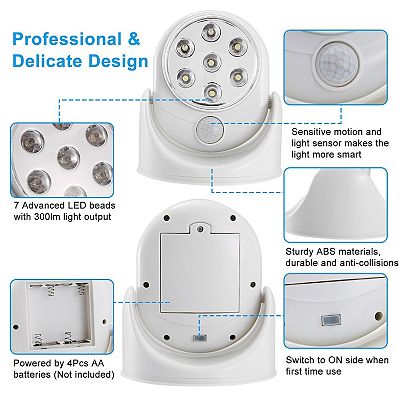 360 Degree Motion Sensor Wireless Bytech Cordless 360° Rotating