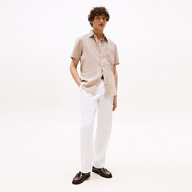 Men's Tommy Hilfiger Short Sleeve Linen Blend Solid Shirt