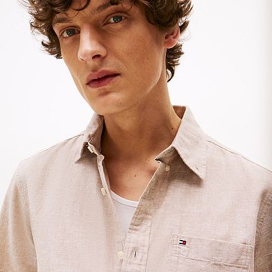 Men's Tommy Hilfiger Short Sleeve Linen Blend Solid Shirt