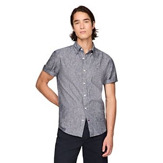 Men's Tommy Hilfiger Short Sleeve Linen Blend Solid Shirt