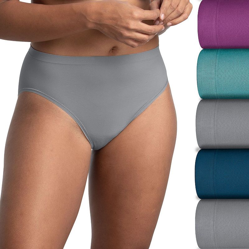 Womens Fruit of the Loom® 5-pk. Seamless 360 Stretch Hi-Cut Panty Set 5DSLHCTK, Women's, Aquamarine