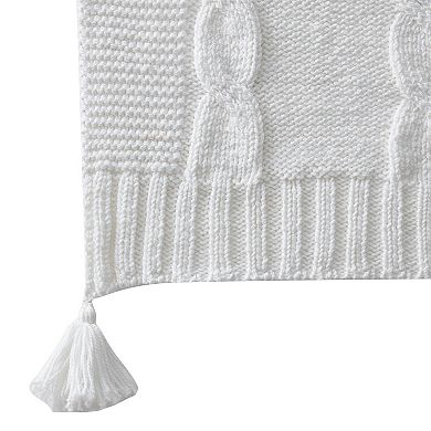 Luna Cable Knit Cotton Throw Blanket - Beige, 50" X 60", Machine Washable, Lightweight All-Season