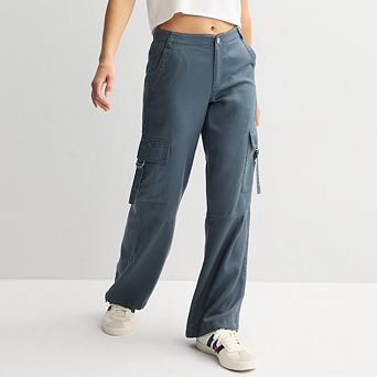 Juniors' Project Indigo Mid-Rise Wide Leg Cargo Pants