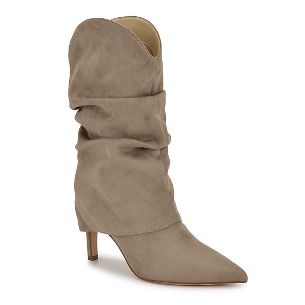 Nine West Glitch Women's Pointy Toe Slouchy Dress Boots - Taupe (6)