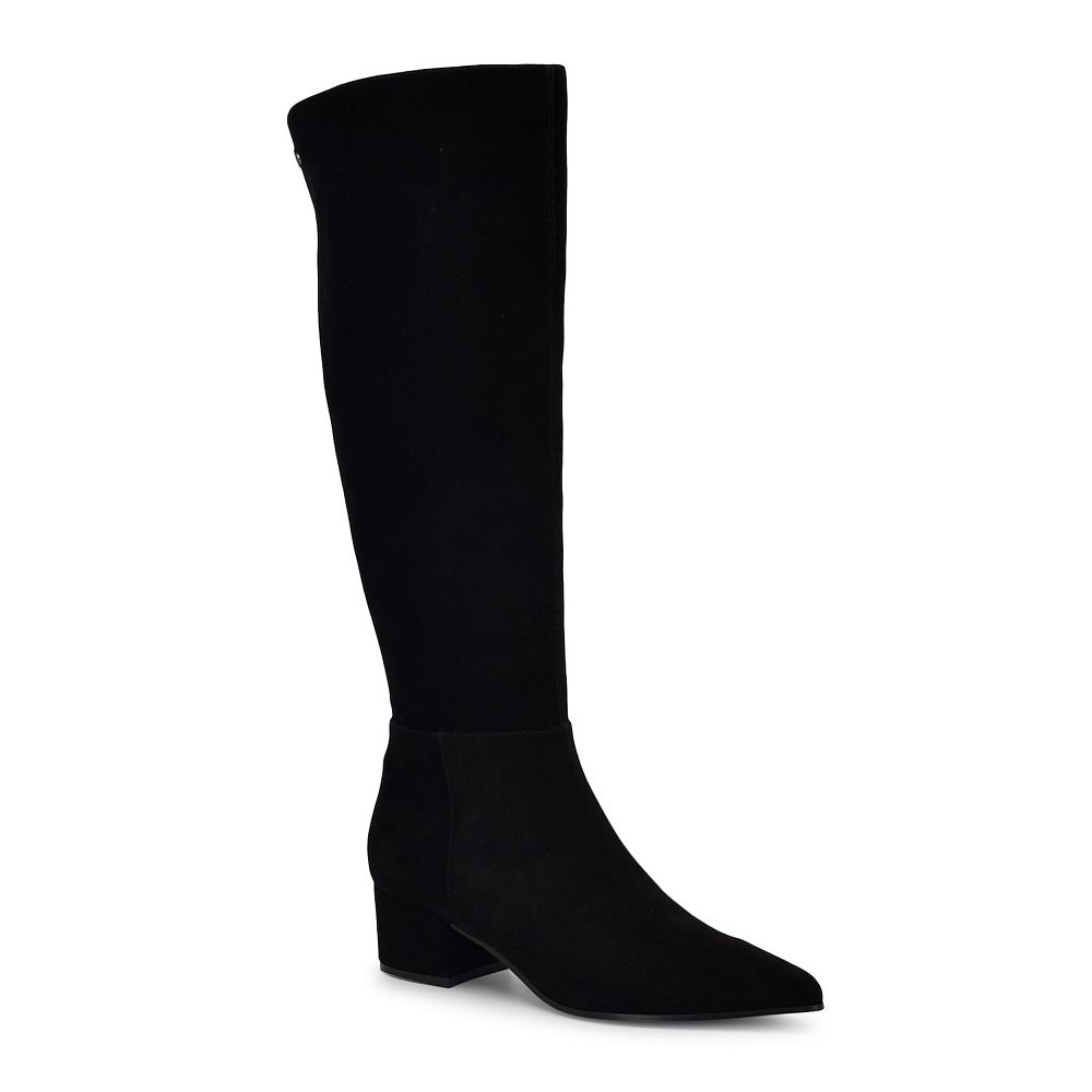 morgin knee high dress leather boots Nine West Morgin Women's Pointy Toe Block Heel Dress Boots, Size: 8, Black Suede