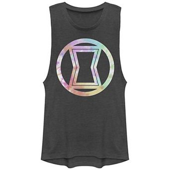 Juniors' Marvel Black Widow Tie Dye Print Logo Graphic Tank Top