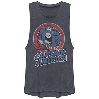 Juniors' Marvel Captain America Vintage Stamp Graphic Tank Top