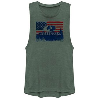 Juniors' Mossy Oak USA Flag Forest Graphic Tank Top