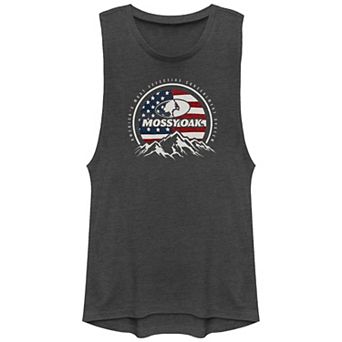 Juniors' Mossy Oak USA Flag Mountains Graphic Tank Top