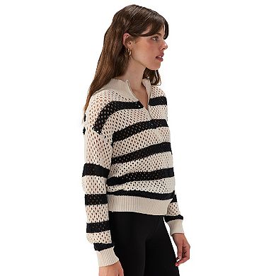 Women's Modern Supply By Sanctuary Half-Zip Sporty Open Work Sweater