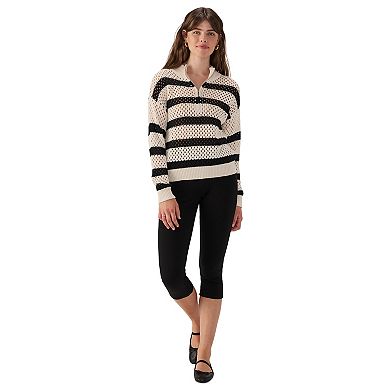 Women's Modern Supply By Sanctuary Half-Zip Sporty Open Work Sweater