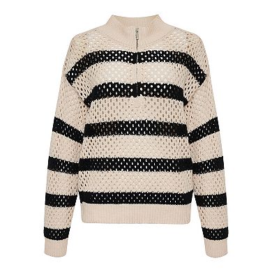Women's Modern Supply By Sanctuary Half-Zip Sporty Open Work Sweater