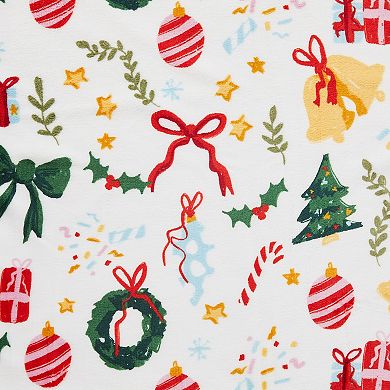 Madelinen® Holiday Printed Plush to Sherpa Throw Blanket