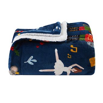 Madelinen® Holiday Printed Plush to Sherpa Throw Blanket