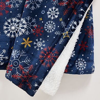 Madelinen® Holiday Printed Plush to Sherpa Throw Blanket