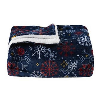 Madelinen® Holiday Printed Plush to Sherpa Throw Blanket