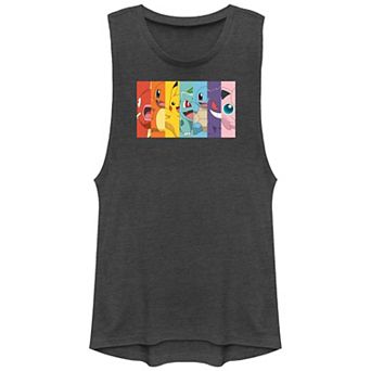 Juniors' Pokemon Characters Rainbow Stripes Graphic Tank Top