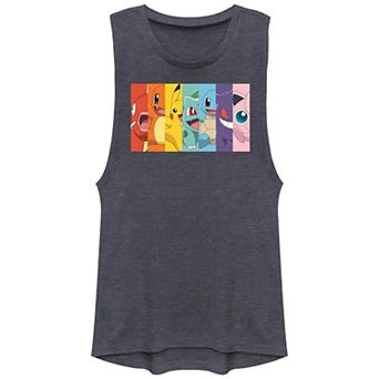 Juniors' Pokemon Characters Rainbow Stripes Graphic Tank Top