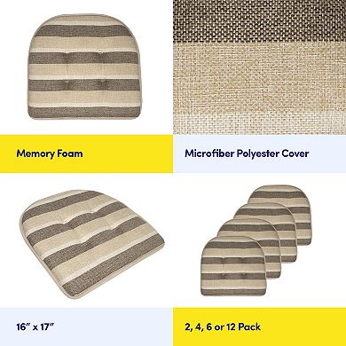 Sweet Home Bradford Striped U Shaped Memory Foam Chair Cushion 2 Pack