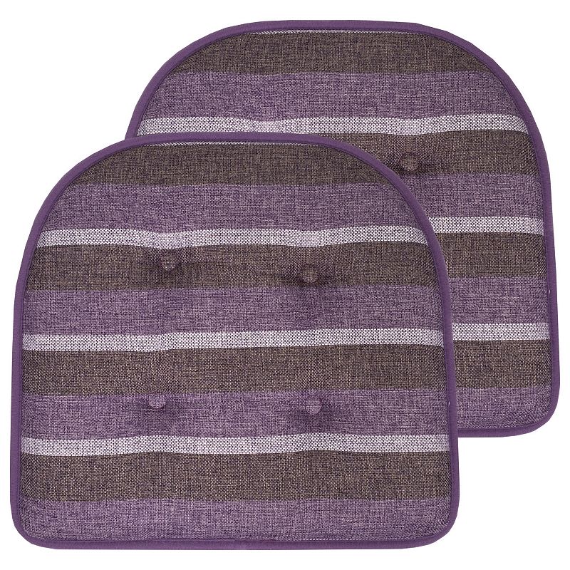 Sweet Home Bradford Striped U Shaped Memory Foam Chair Cushion 2 Pack, Purple