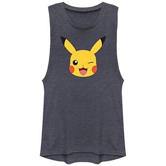 Juniors' Pokemon Pikachu Winking Face Graphic Tank Top