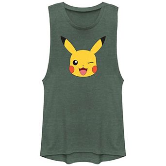 Juniors' Pokemon Pikachu Winking Face Graphic Tank Top