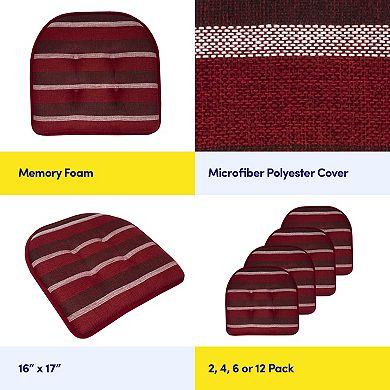 Sweet Home Bradford Striped U Shaped Memory Foam Chair Cushion 6 Pack