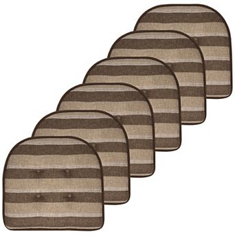 Sweet Home Bradford Striped U Shaped Memory Foam Chair Cushion 6 Pack