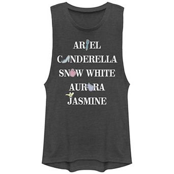 Disney Princess Ariel, Cinderella, Snow White, Aurora & Jasmine Icons Juniors' Graphic Tank Top