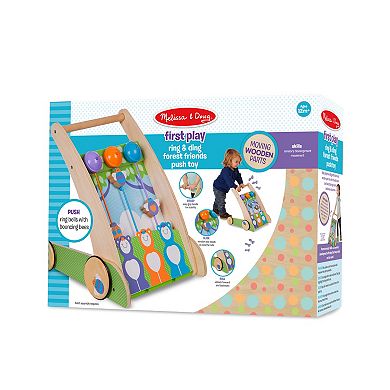 Melissa & Doug First Play Wooden Ring and Ding Forest Friends Push Toy with Bells
