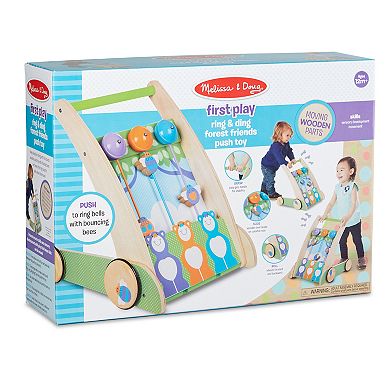 Melissa & Doug First Play Wooden Ring and Ding Forest Friends Push Toy with Bells