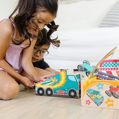 Melissa & Doug Fun at the Fair! Wooden Ring of Fire Stunt Jumper Cars Game