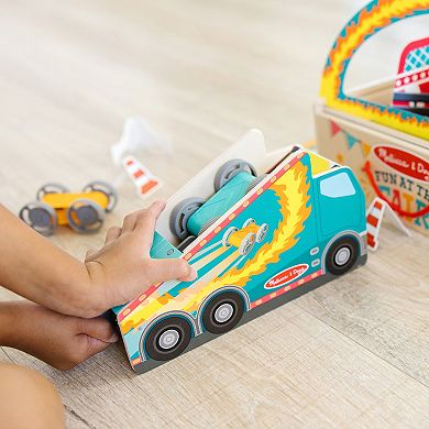 Melissa & Doug Fun at the Fair! Wooden Ring of Fire Stunt Jumper Cars Game
