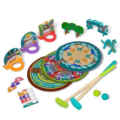 Melissa & Doug Fun at the Fair! Mini Golf Play Set – 3 Multi-Themed Holes and Wooden Obstacles