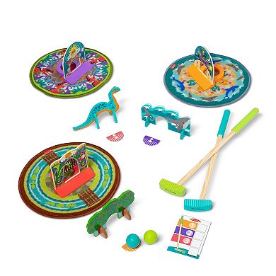 Melissa & Doug Fun at the Fair! Mini Golf Play Set – 3 Multi-Themed Holes and Wooden Obstacles