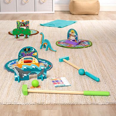 Melissa & Doug Fun at the Fair! Mini Golf Play Set – 3 Multi-Themed Holes and Wooden Obstacles