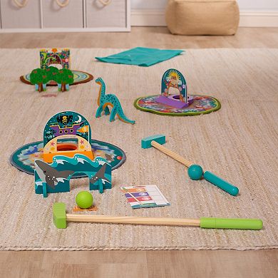 Melissa & Doug Fun at the Fair! Mini Golf Play Set – 3 Multi-Themed Holes and Wooden Obstacles