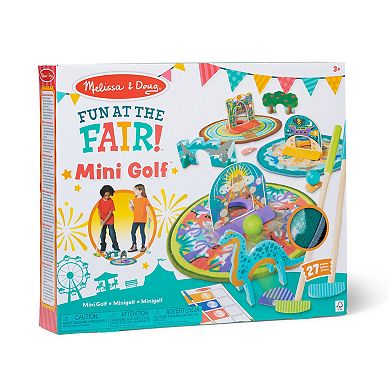 Melissa & Doug Fun at the Fair! Mini Golf Play Set – 3 Multi-Themed Holes and Wooden Obstacles
