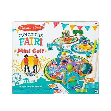 Melissa & Doug Fun at the Fair! Mini Golf Play Set – 3 Multi-Themed Holes and Wooden Obstacles