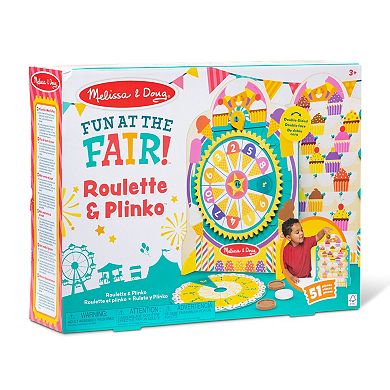 Melissa & Doug Fun at the Fair! Wooden Double-Sided Roulette & Plinko Games