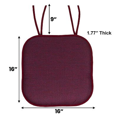 Sweet Home Cameron Memory Foam Non-Slip Chair Cushion Pad with Ties 4 Pack