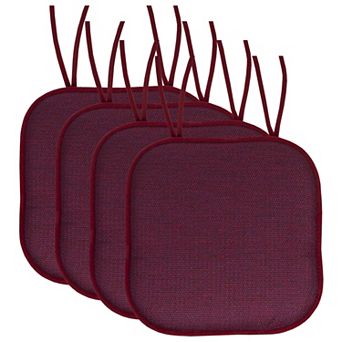 Sweet Home Cameron Memory Foam Non-Slip Chair Cushion Pad with Ties 4 Pack