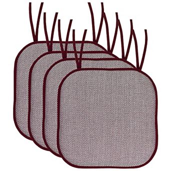 Sweet Home Cameron Memory Foam Non-Slip Chair Cushion Pad with Ties 4 Pack