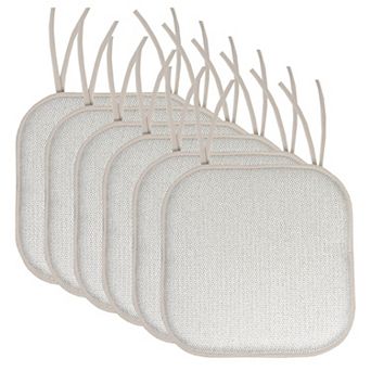 Sweet Home Cameron Memory Foam Non-Slip Chair Cushion Pad with Ties 6 Pack