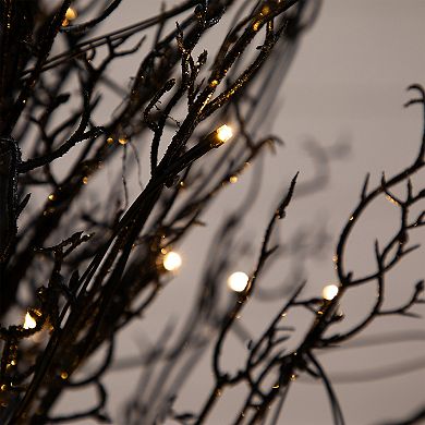 nearly natural 4-ft. Pre-Lit Halloween Black Twig Artificial Fall Tree in Burlap Planter